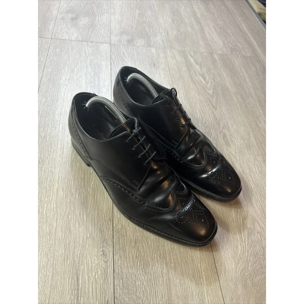 Loake Men's Bogart Black Leather Wingtip Oxford Shoes Size UK 9 /US 10.5 England